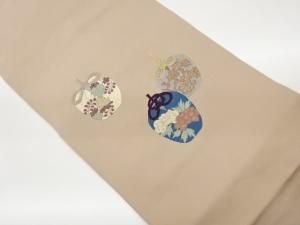 塩瀬仕覆に草花模様刺繍名古屋帯